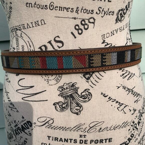 Genuine Buffalo Leather bohemian tribal pattern brown belt main image 8